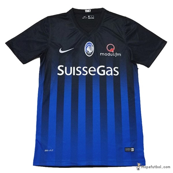 Camiseta Atalanta BC Replica Primera Ropa 2017/18 Negro Azul